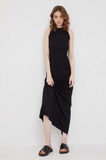 Šaty Sisley čierna farba, maxi, priliehavá