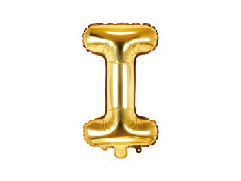 PartyDeco Fóliový balón Mini - Písmeno I 35cm zlatý