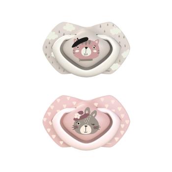 CANPOL BABIES Set symetrických silikónových cumlíkov BONJOUR PARIS ružový 6-18m 2 ks