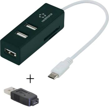USB 2.0 hub 3 porty so zabudovanou čítačkou SD kariet, s funkciou OTG Renkforce  RF-3830937, čierna