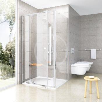 RAVAK - Pivot Sprchová stena pevná PPS-100, 970 mm – 995 mm – farba satin, sklo transparent 90GA0U00Z1