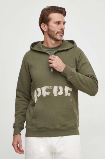 Bavlnená mikina Pepe Jeans ROLF pánska, zelená farba, s kapucňou, s potlačou, PM582565