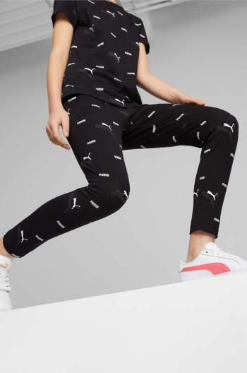 Detské legíny Puma ESS+ LOGO LAB AOP 7/8 Leggings G čierna farba, vzorované