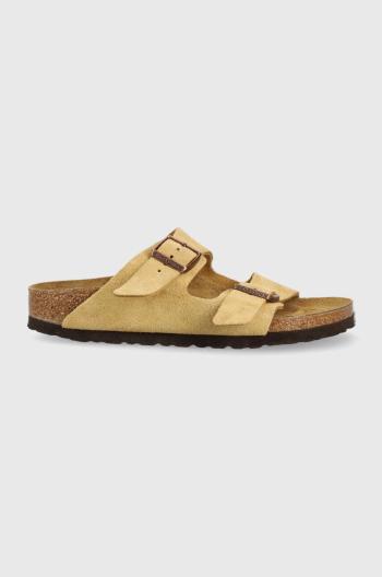 Semišové šľapky Birkenstock Arizona dámske, béžová farba, 1026174