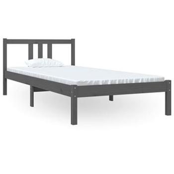 Rám postele sivý masívne drevo 90 × 200 cm, 814871