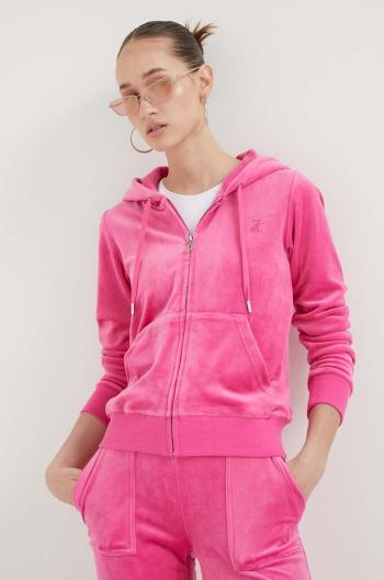 Mikina Juicy Couture dámska, ružová farba, s kapucňou, jednofarebná