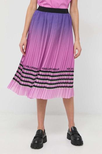 Sukňa Karl Lagerfeld ružová farba, midi, áčkový strih