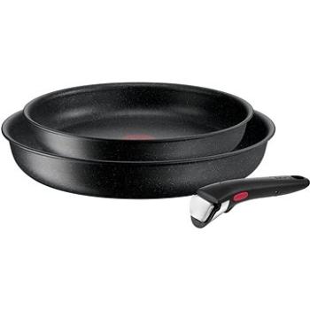 Tefal Súprava panvíc 24 cm a 28 cm s odnímateľnou rukoväťou 3 ks Ingenio Black Stone L3999032