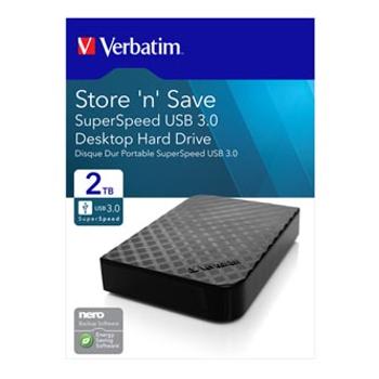 Verbatim externí pevný disk, Store N Save, 3.5", USB 3.0 (3.2 Gen 1), 2TB, 47683, černý