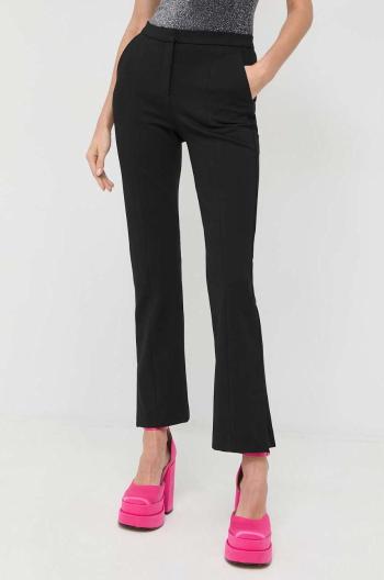 Nohavice Karl Lagerfeld dámske, čierna farba, rovné, vysoký pás