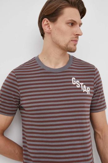 Bavlnené tričko G-Star Raw šedá farba, vzorované