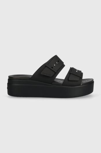 Šľapky Crocs Brooklyn Low Wedge Sandal dámske, čierna farba, na platforme, 207431