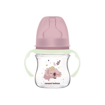 CANPOL BABIES Fľaša antikoliková so svietiacimi úchytmi EasyStart Sleepy koala 120ml ružová