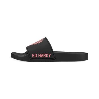 Ed Hardy  Sexy beast sliders black-fluo red  Žabky Čierna