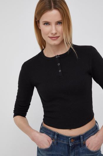 Bavlnené tričko s dlhým rukávom Calvin Klein Jeans čierna farba,