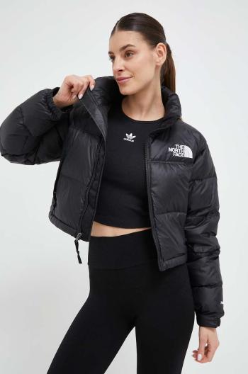 Páperová bunda The North Face NUPTSE SHORT JACKET dámska, čierna farba, zimná