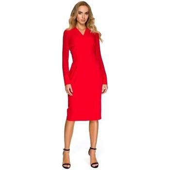 Style  Šaty S136 Šifónové puzdrové šaty - červené  viacfarebny