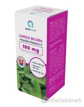 ADAMPharm GINKGO BILOBA+Horčík+Vitamín C 60 ks