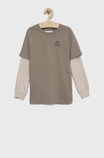 Detské tričko s dlhým rukávom Abercrombie & Fitch šedá farba, jednofarebný