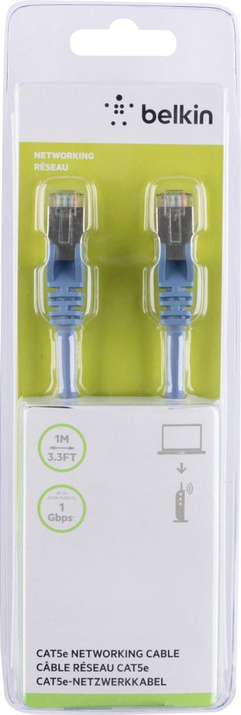 Belkin A3L793BT01MBLHS RJ45 sieťové káble, prepojovacie káble CAT 5e S/FTP 1.00 m modrá s ochranou 1 ks