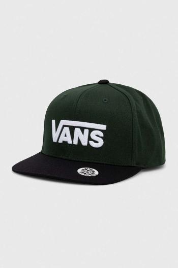 Detská bavlnená šiltovka Vans BY DROP V II SNAPBACK BOYS zelená farba, s nášivkou