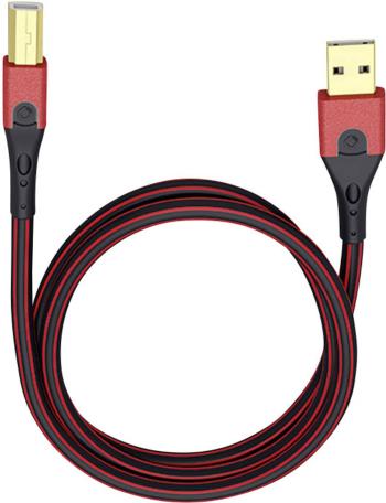 USB 2.0 prepojovací kábel [1x USB 2.0 zástrčka A - 1x USB 2.0 zástrčka B] 50.00 cm červená/čierna pozlátené kontakty Oeh