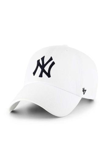 Bavlnená šiltovka 47brand Mlb New York Yankees biela farba, s nášivkou