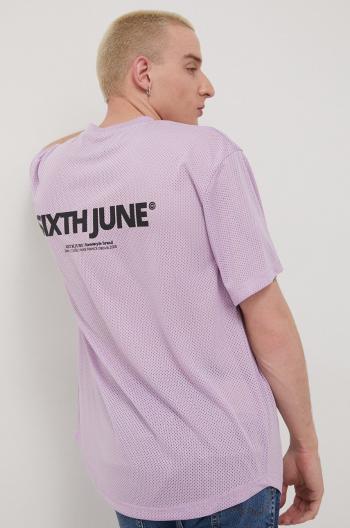Tričko Sixth June pánske, fialová farba, s nášivkou