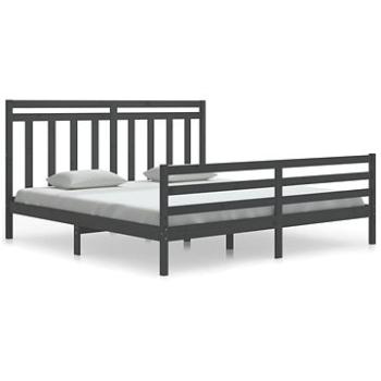 Rám postele sivý masívne drevo 180 × 200 cm Super King, 3105332
