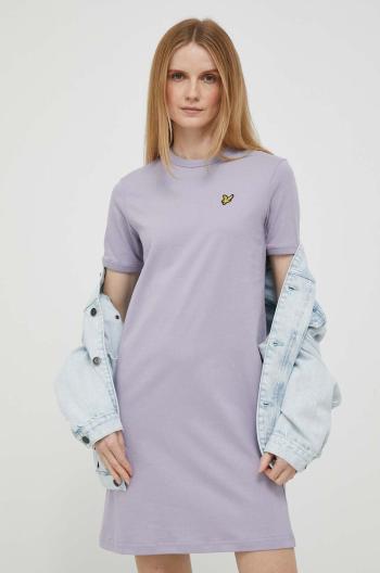 Bavlnené šaty Lyle & Scott fialová farba, mini, rovný strih