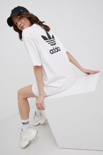 Bavlnené šaty adidas Originals Adicolor HC2034 biela farba, mini, oversize