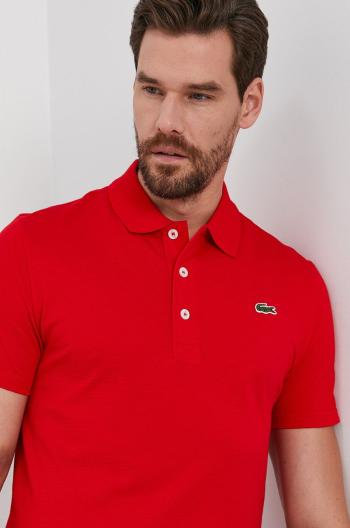 Bavlnené polo tričko Lacoste červená farba, jednofarebné