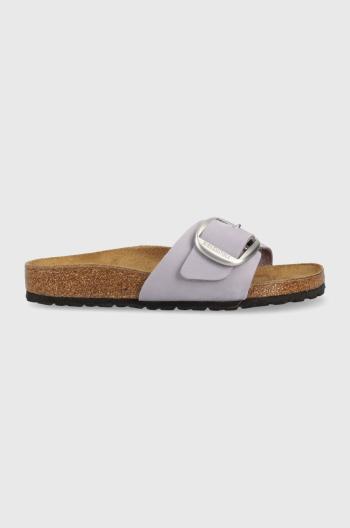 Semišové šľapky Birkenstock Madrid Big Buckle dámske, fialová farba, 1024001