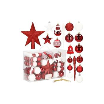 Maxi 105 dielna sada vianočných ozdôb červeno-biela