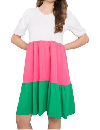 Ležérne šaty kylie - biela-ružová-zelená vel. XL