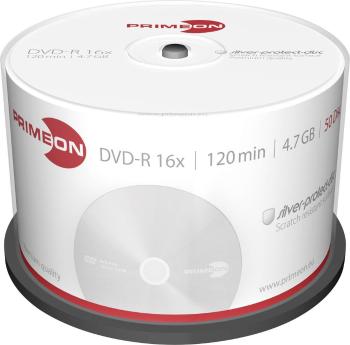 Primeon 2761204 DVD-R 4.7 GB 50 ks vreteno strieborný matný povrch