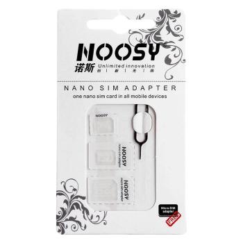 Noosy adaptér Nano Micro Sim 3v1 iPhone Set + kľúč - Biela KP14160