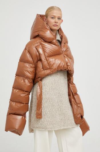 Páperová bunda MMC STUDIO Maffo Gloss dámska, hnedá farba, zimná, oversize