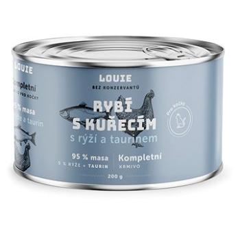 LOUIE Kompl. krmivo pre mačky - rybie s kur. (95 %) s ryžou (5 %) a taur. 200 g (8595174345665)