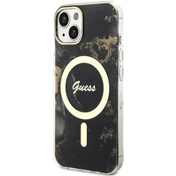 Guess Marble IML MagSafe Kompatibilný Zadný Kryt na iPhone 14 Black (GUHMP14SHTMRSK)