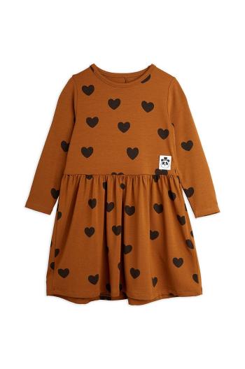 Dievčenské šaty Mini Rodini hnedá farba, mini, áčkový strih