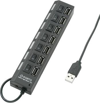 Renkforce  7 portů USB 2.0 hub možné spínať jednotlivo, so stavovými LED čierna