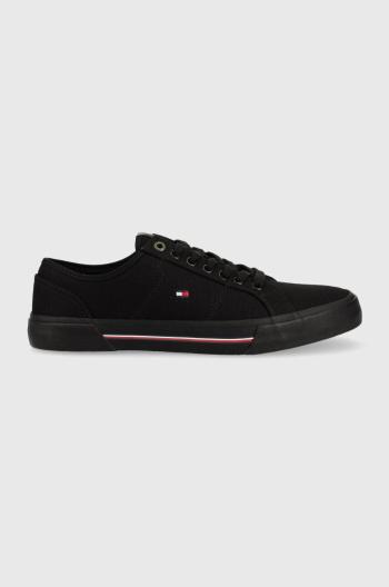 Tenisky Tommy Hilfiger CORE CORPORATE VULC CANVAS pánske, čierna farba