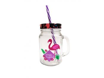 MAKRO - Pohár so slamkou Flamingo, 500ml