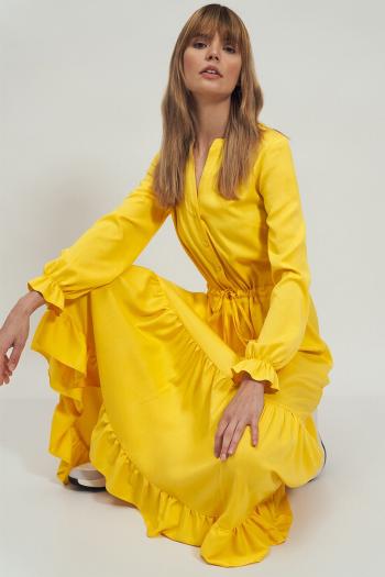 Žlté volánové šaty S178