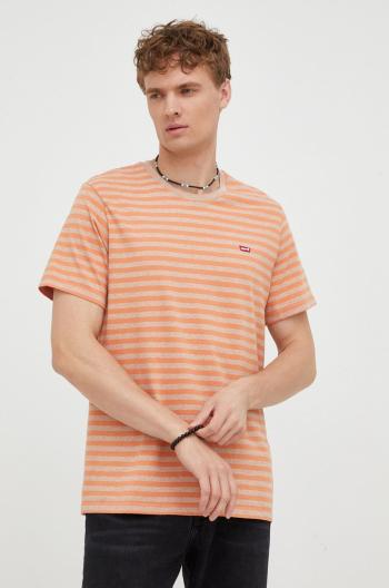 Bavlnené tričko Levi's oranžová farba, vzorované
