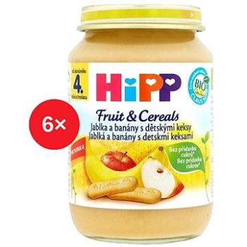 HiPP BIO Jablká a banány s detskými keksami - 6x 190g (4062300279506)
