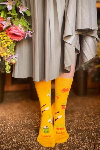Žlté vzorované ponožky Záhradkár