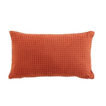 Douceur d intérieur  COUSSIN DEHOUSSABLE 30 x 50 CM COTON UNI GAUFRETTE TERRACOTTA  Vankúše Červená