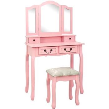 Toaletný stolík so stoličkou ružový 80 × 69 × 141 cm paulovnia (289319)